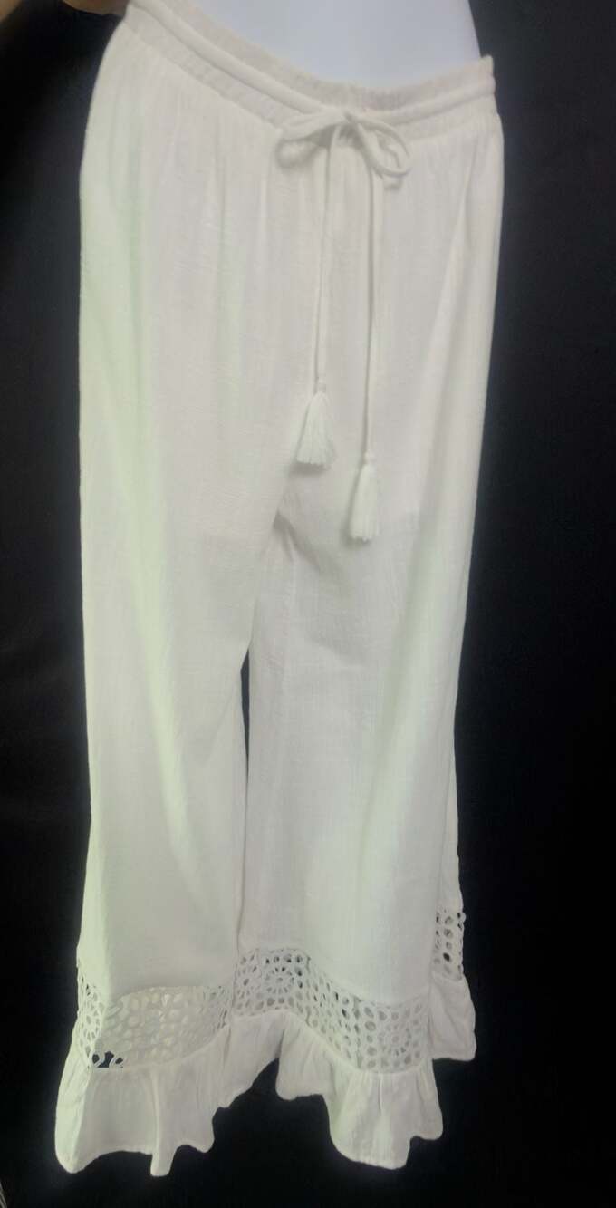 Promesa White Drawstring Wide Leg Pants Size L